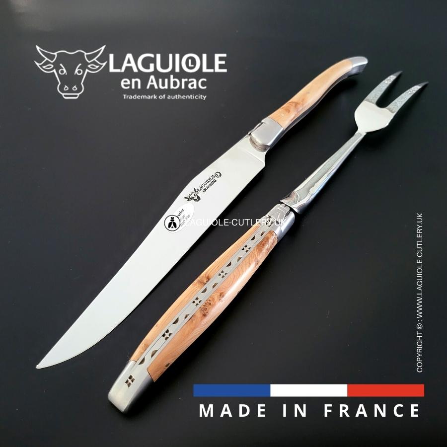 original carving set laguiole juniper wood handle