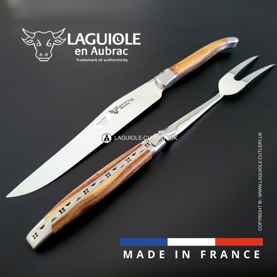 original carving set laguiole pistachio wood handle