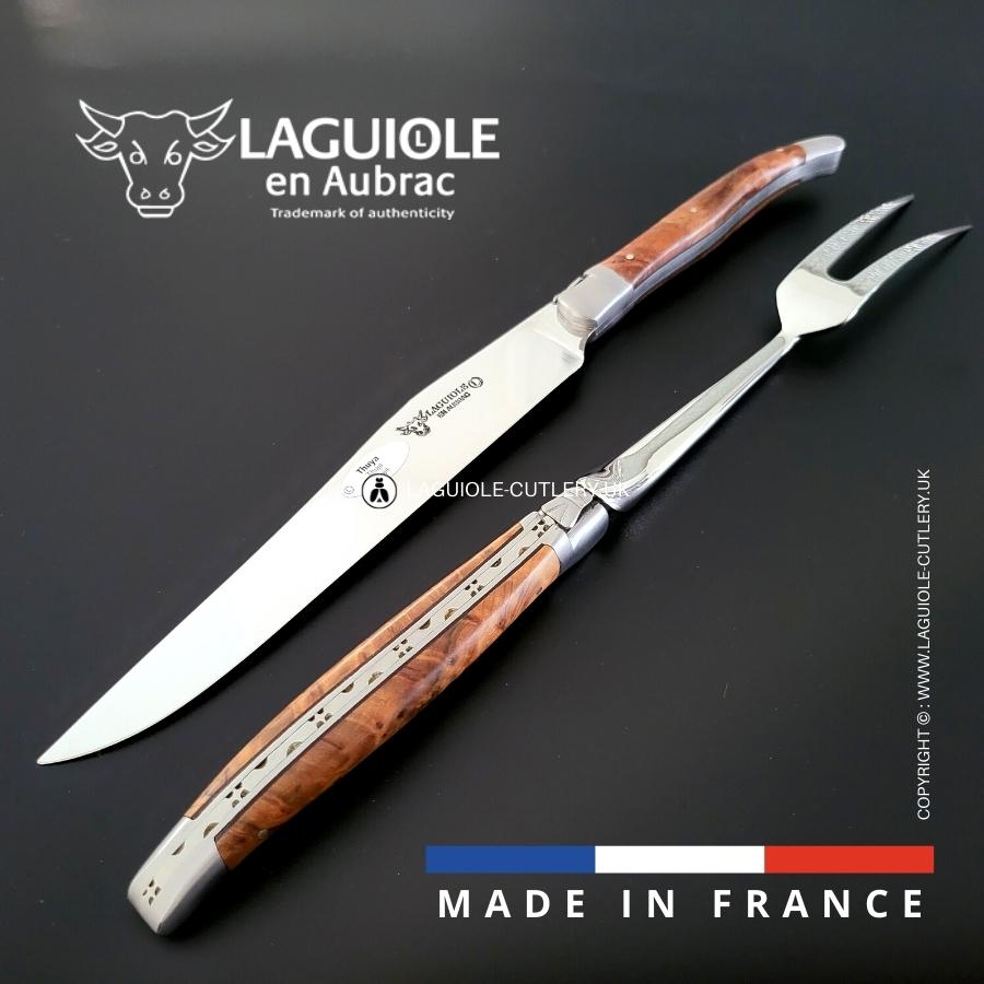 original carving set laguiole thuya wood handle