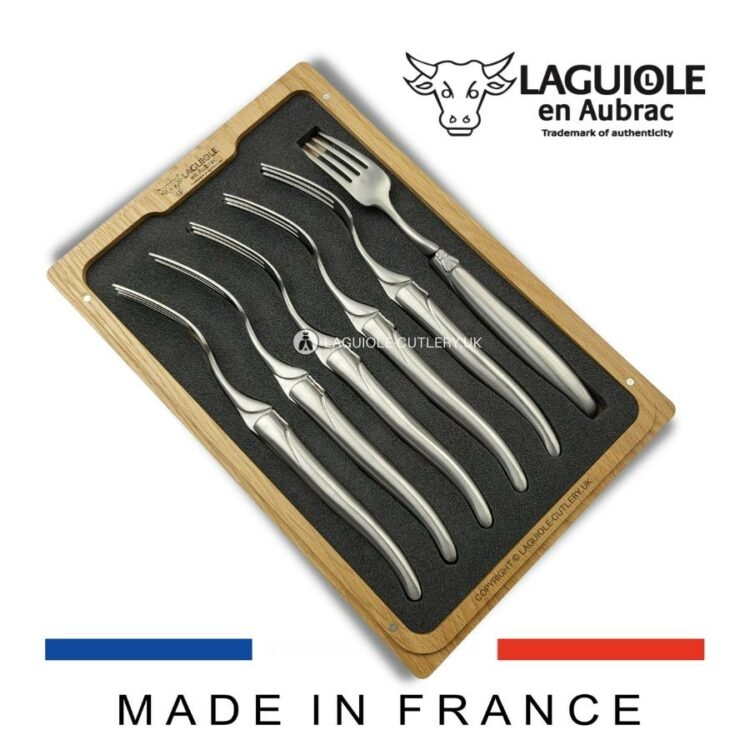set of 6 laguiole forks stainless steel satin