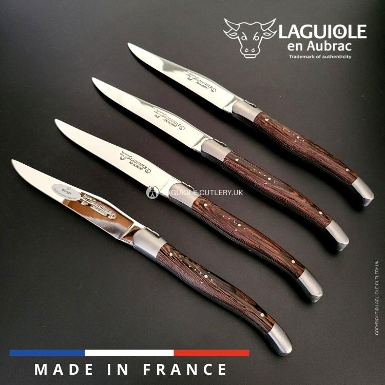 set of 4 laguiole en aubrac steak knives with wenge wood handles