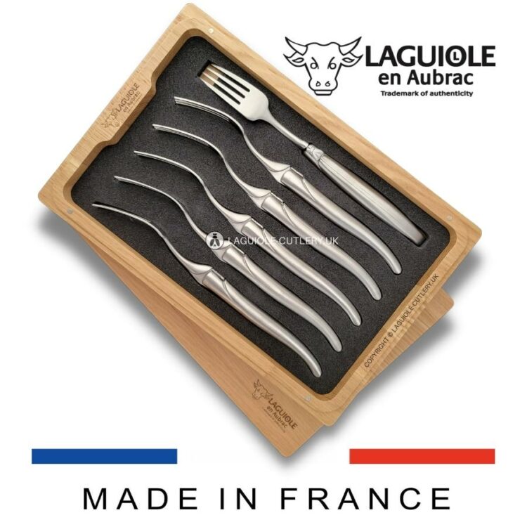 set of 6 laguiole forks stainless steel satin
