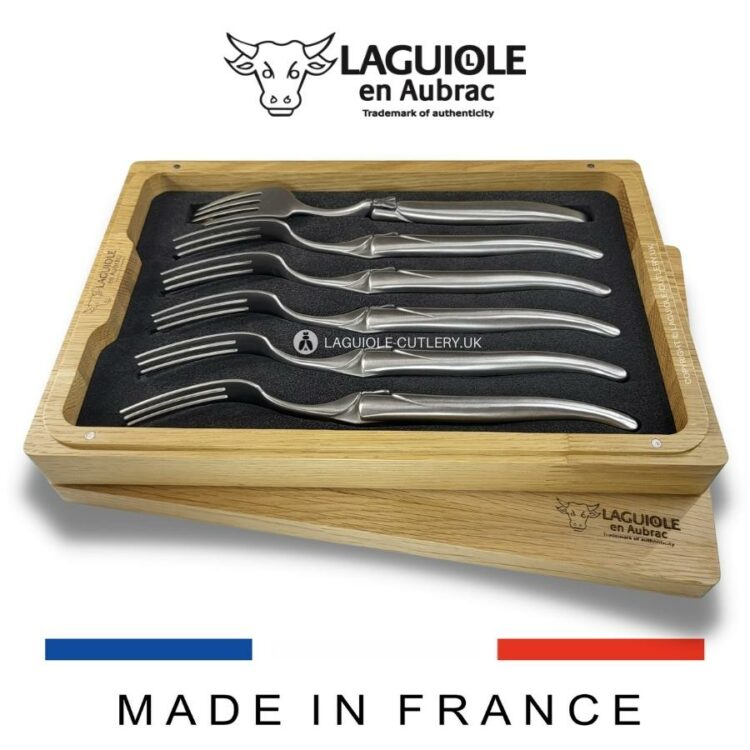 set of 6 laguiole forks stainless steel satin