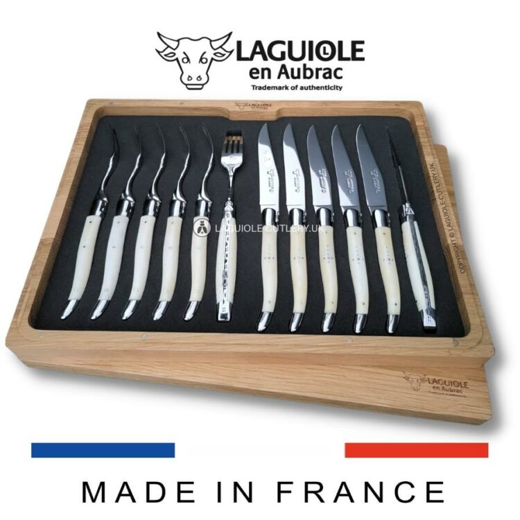 laguiole 12 piece flatware set cattle bone handles