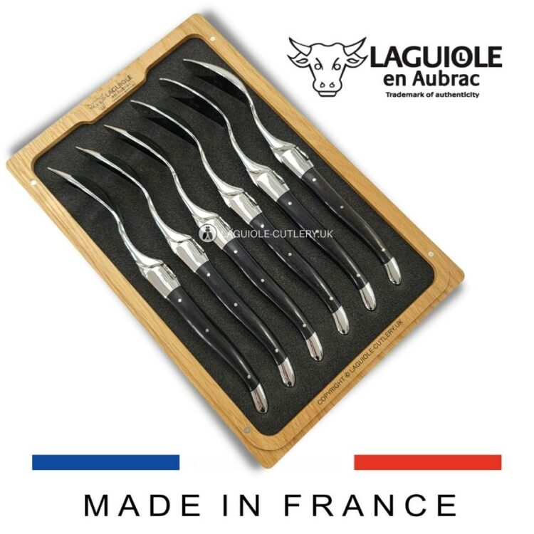 set of 6 laguiole soup spoons ebony wood handles