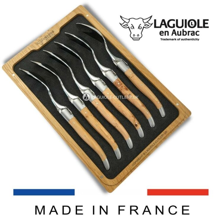 set of 6 laguiole soup spoons juniper wood handles