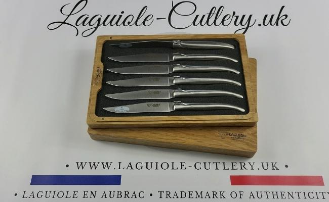 set of 6 laguiole steak knives stainless steel satin