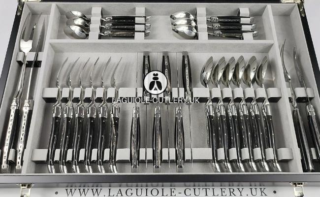 canteen of cutlery laguiole 28 piece buffalo horn handles