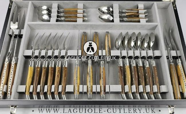canteen of cutlery laguiole 28 piece pistachio wood handles