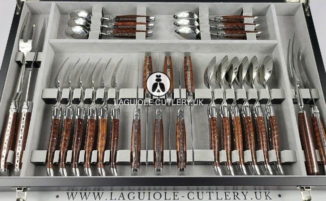 canteen of cutlery laguiole 28 piece snakewood handles