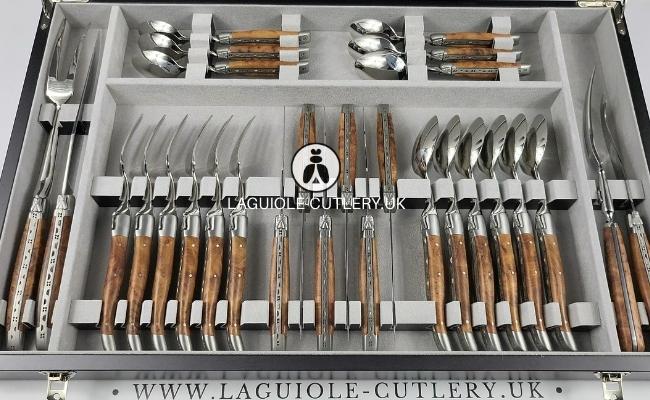 canteen of cutlery laguiole 28 piece thuya wood handles