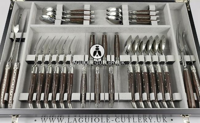 canteen of cutlery laguiole 28 piece wenge wood handles