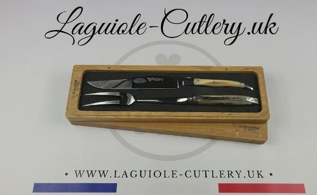 laguiole carving set zebu horn tip