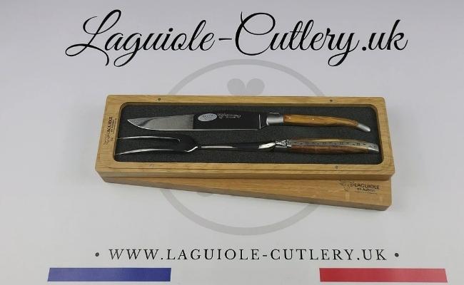 laguiole carving set pistachio wood