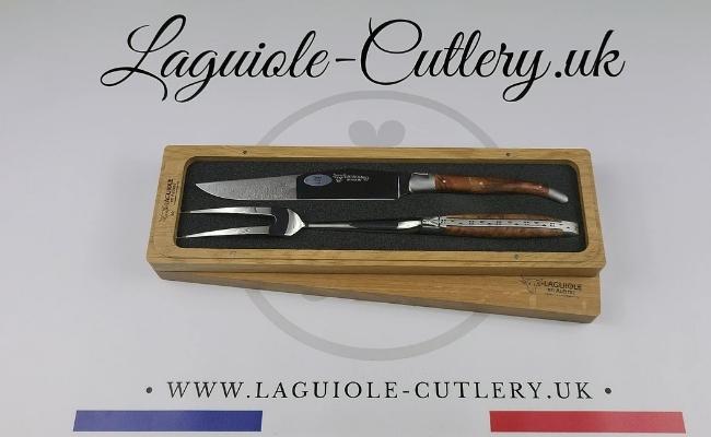 laguiole carving set thuya wood