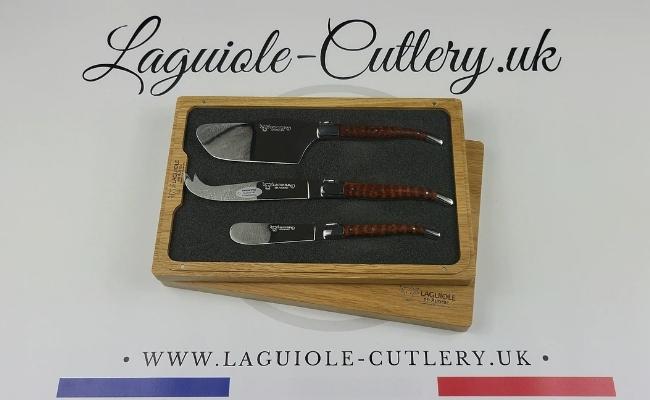 laguiole cheese knives set of 3 snakewood handles