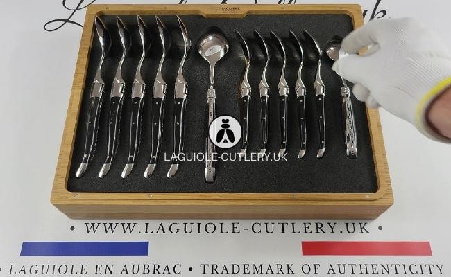 laguiole flatware set 24 piece buffalo horn handles