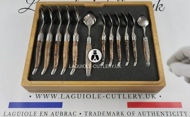 laguiole flatware set 24 piece vine stock wood handles