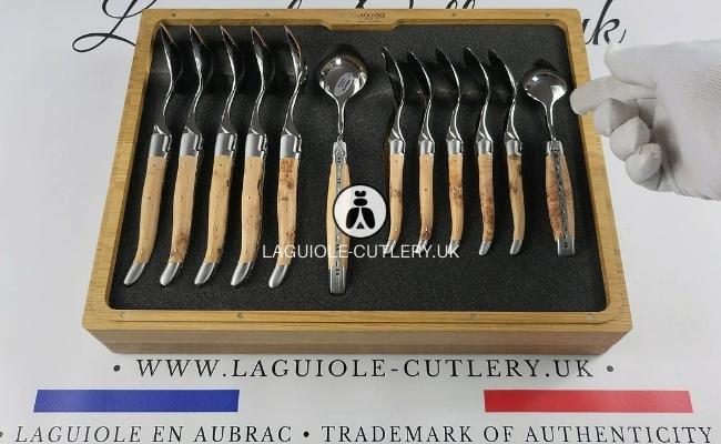 laguiole flatware set 24 piece juniper wood handles