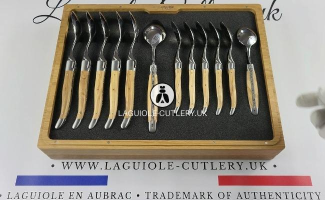 laguiole flatware set 24 piece olivewood handles
