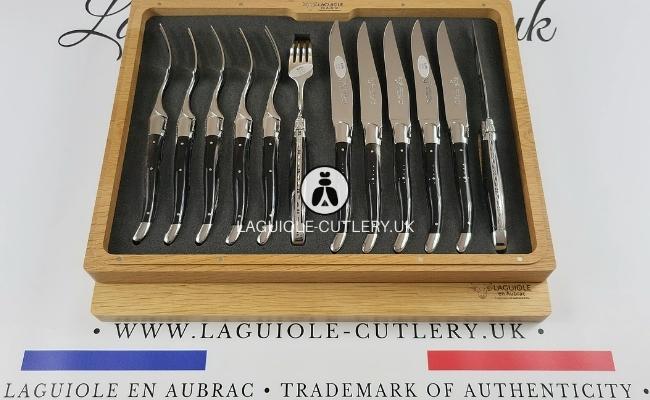 laguiole 12 piece flatware set buffalo horn handles