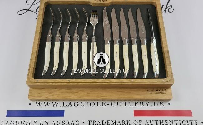 laguiole 12 piece flatware set cattle bone handles