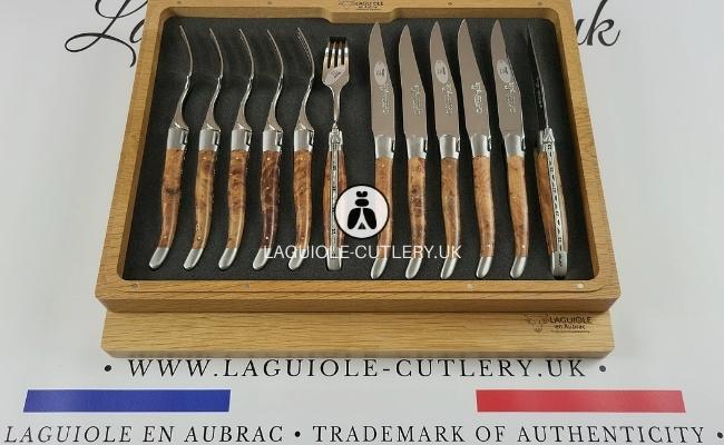 laguiole 12 piece flatware set thuya wood handles