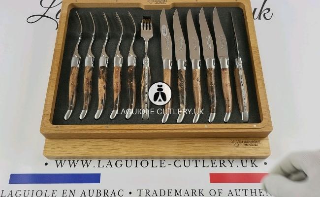 laguiole 12 piece flatware set vine stock wood handles