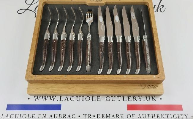 laguiole 12 piece flatware set wenge wood handles