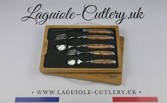 laguiole cutlery set of 5 juniper wood handles