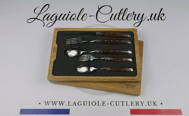 Laguiole 5-piece individual cutlery set with snakewood handles