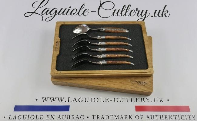 set of 6 laguiole dessert spoons thuya wood handles
