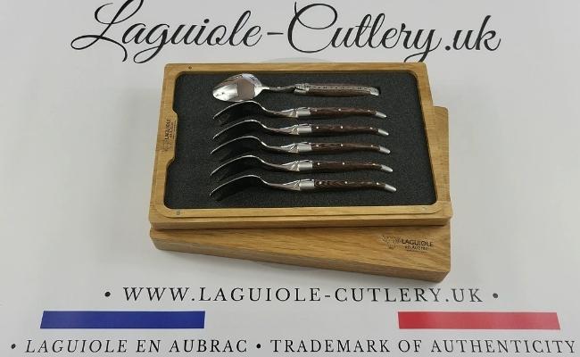 set of 6 laguiole dessert spoons wenge wood handles