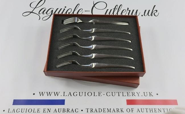 set of 6 laguiole forks stainless steel satin handles