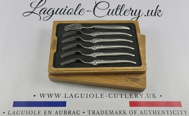 set of 6 laguiole forks stainless steel satin