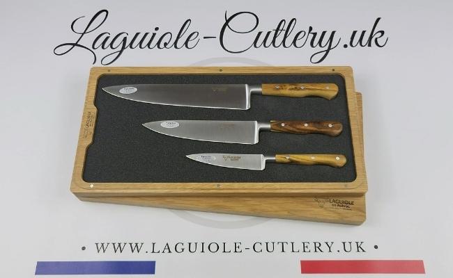 laguiole kitchen knives set of 3 pistachio wood