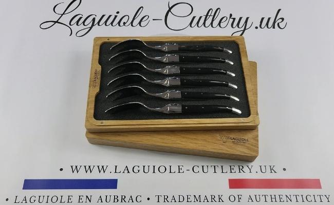 set of 6 laguiole soup spoons buffalo horn handles