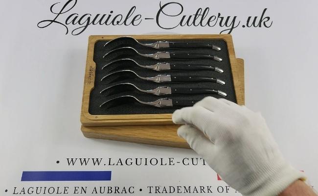 set of 6 laguiole soup spoons ebony wood handles