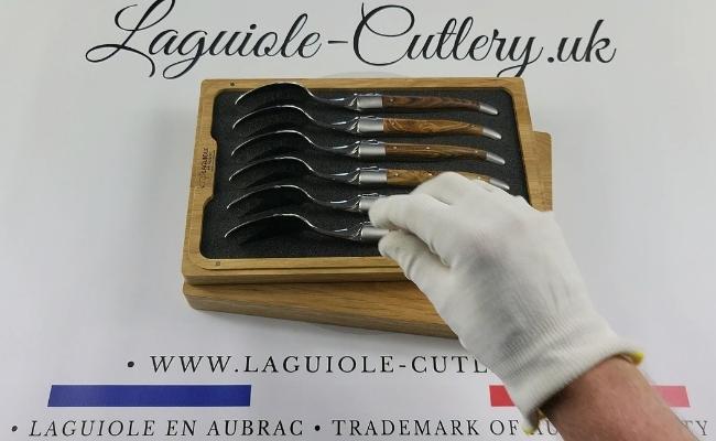 set of 6 laguiole soup spoons pistachio wood handles