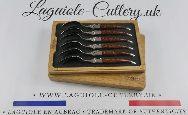 set of 6 laguiole soup spoons snakewood handles