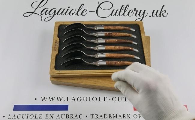 set of 6 laguiole soup spoons thuya wood