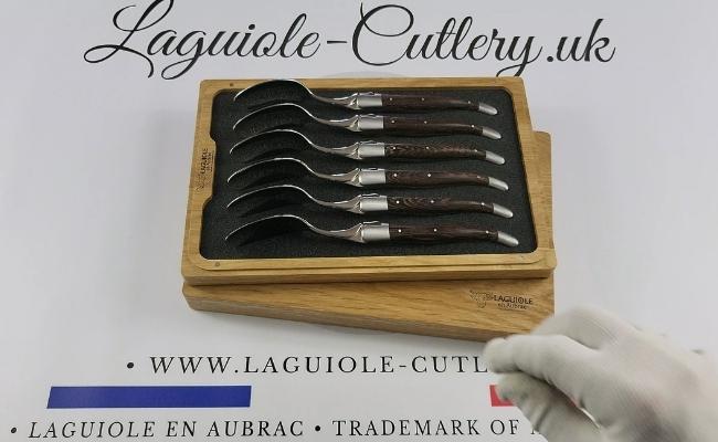 set of 6 laguiole soup spoons wenge wood handles