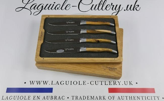 set of 4 laguiole steak knives pistachio wood handles