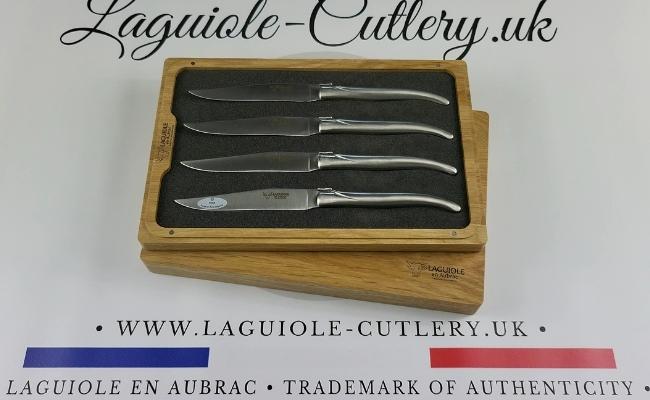 set of 4 laguiole steak knives stainless steel satin