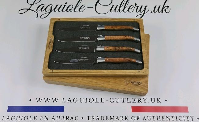 set of 4 laguiole steak knives thuya wood handles