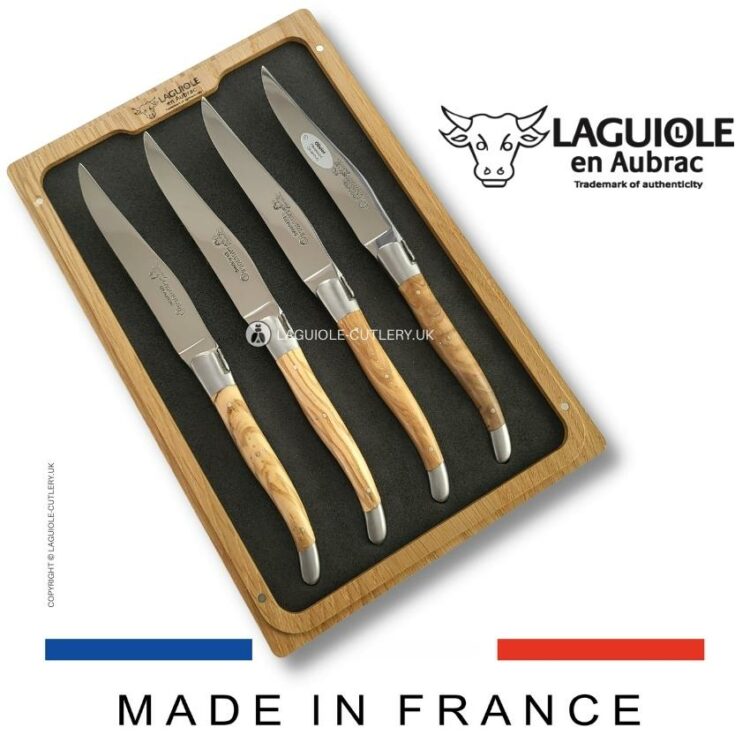 laguiole steak knives olivewood handle set of 4