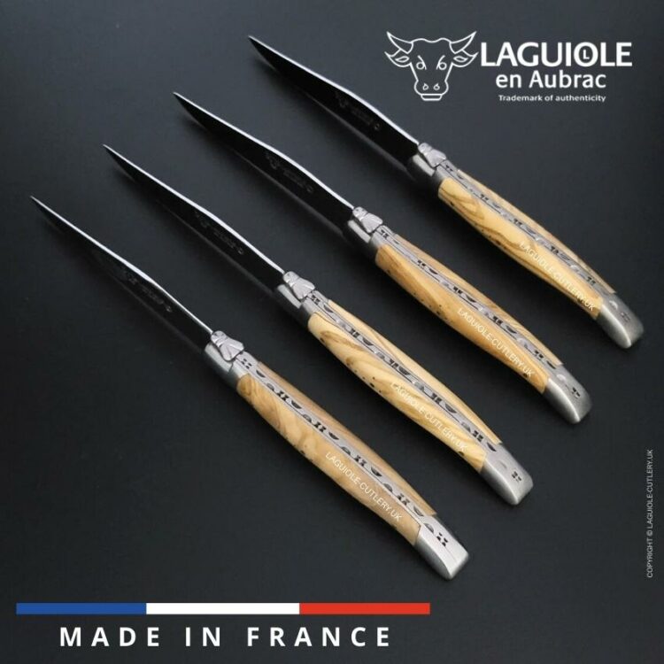 laguiole table knives olivewood handle set of 4