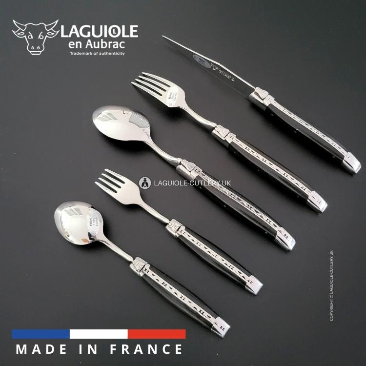 laguiole cutlery set of 5 ebony wood