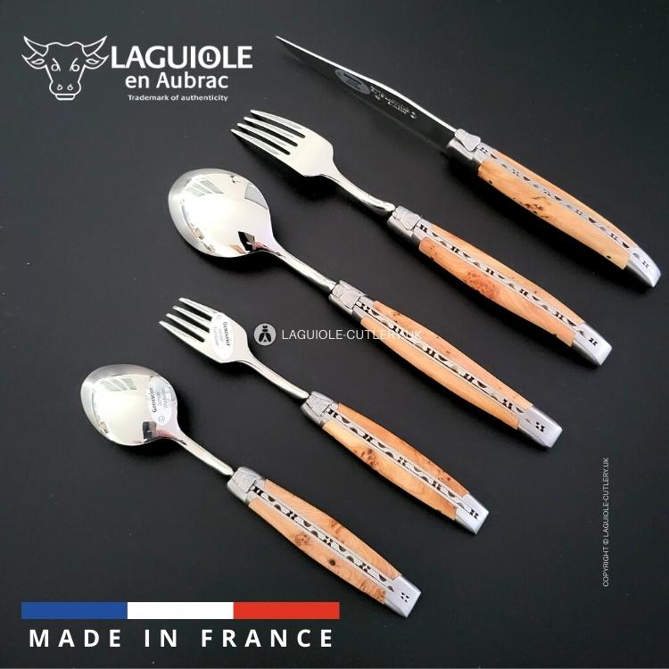 laguiole cutlery set of 5 juniper wood