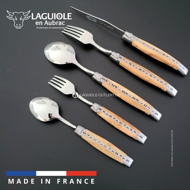 laguiole cutlery set of 5 olivewood